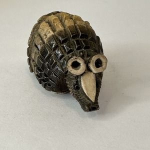South American Artesania Rinconada Collectable Armadillo Clay Statue Signed VTG